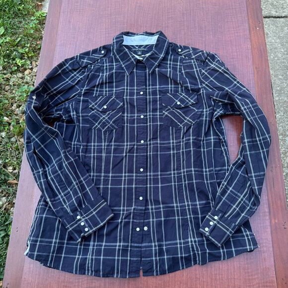 Banana Republic Black Plaid Button-Down Shirt - Size XL - Picture 1 of 8